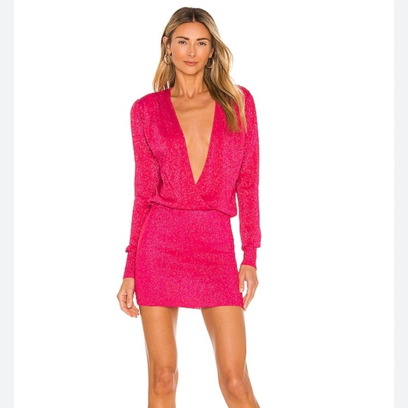 Superdown Aura Pink Shimmer Dress Size Large - Picture 1 of 9